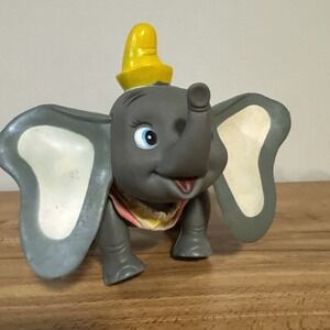 Retro Vintage 1970s Walt Disney Dumbo Toy Doll Figure Plastic & Vinyl Elephant